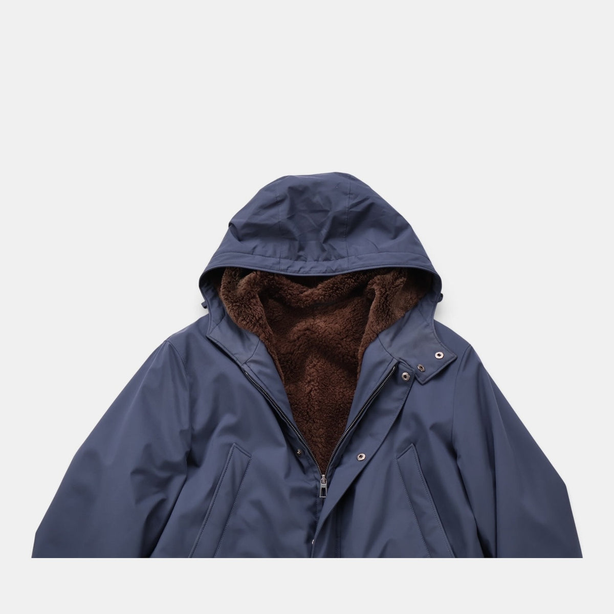 Navy Hooded Castarino Lined Coat