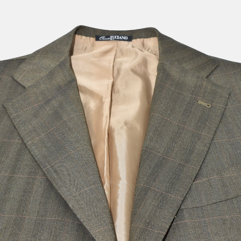 Brauner/Grüner Blazer aus Schurwolle (EU 52)