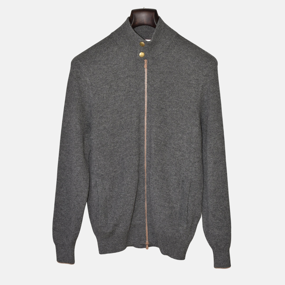 Grey Cashmere Zipper-Jacket (EU 50)