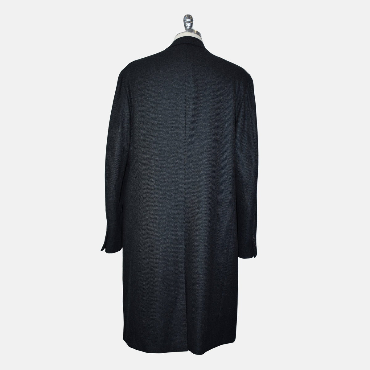 Gray-Black Herringbone Cashmere Vicuna Coat