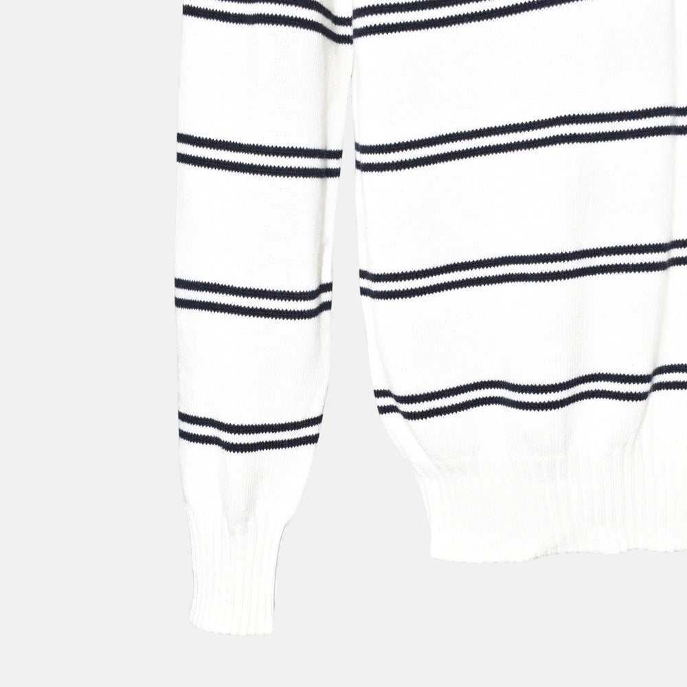 White/Blue Striped Sweater made of Cotton/Silk (EU 48)