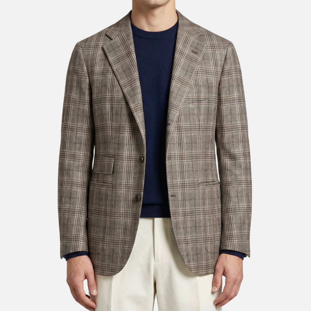 Multicolored Checked Virgin Wool Blazer