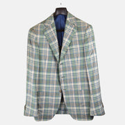Green/Blue Checked Blazer made of Silk/Cashmere (EU 52)