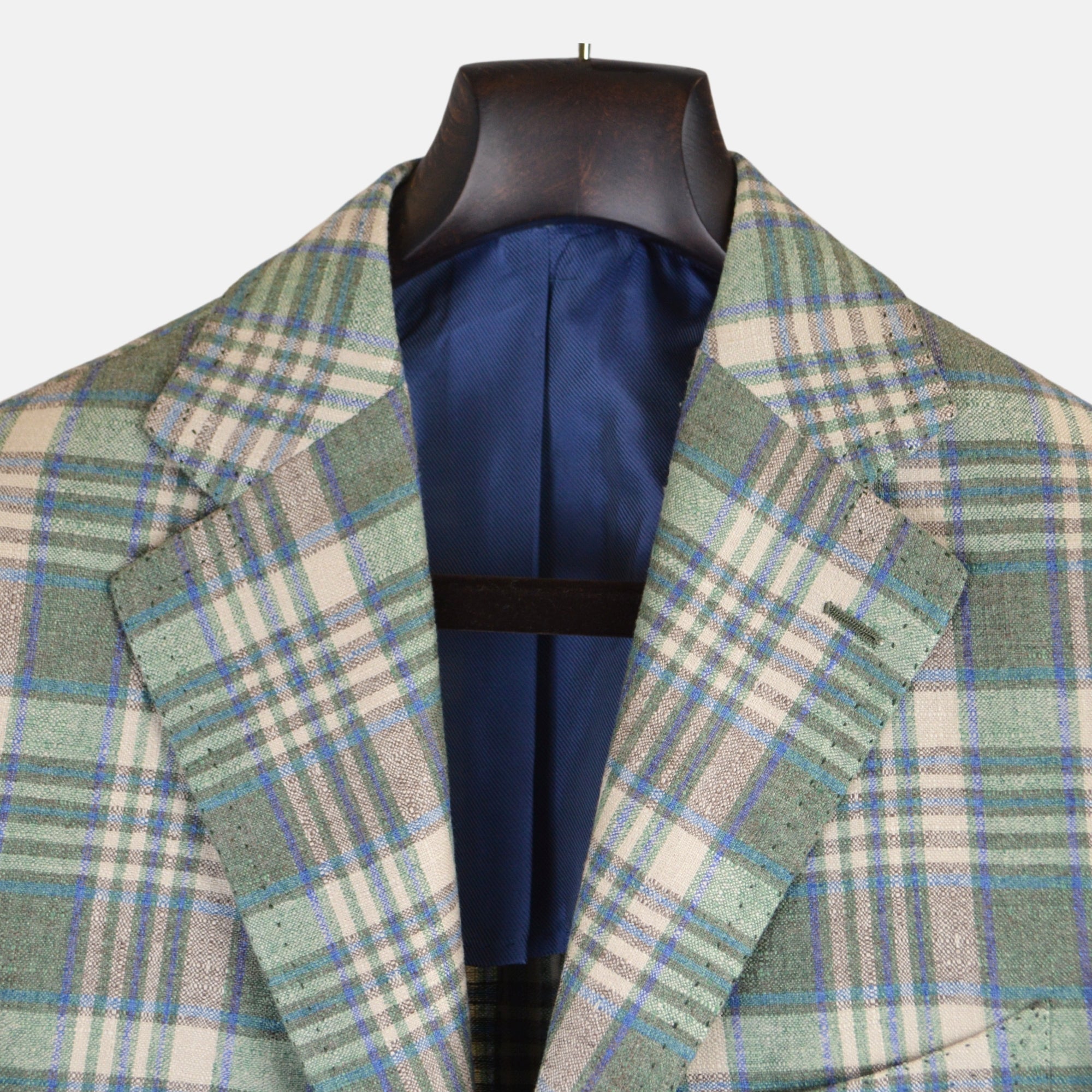 Green/Blue Checked Blazer made of Silk/Cashmere (EU 52)