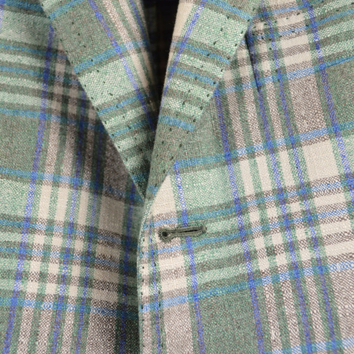 Green/Blue Checked Blazer made of Silk/Cashmere (EU 52)