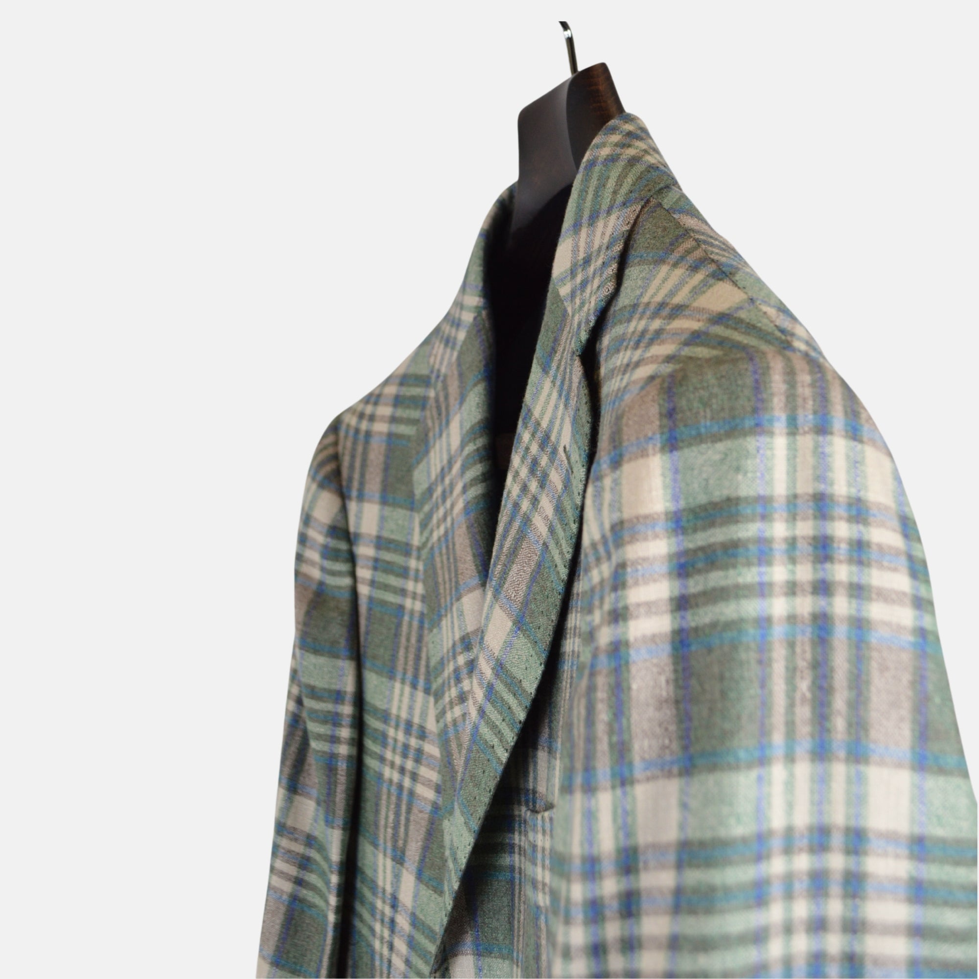 Green/Blue Checked Blazer made of Silk/Cashmere (EU 52)