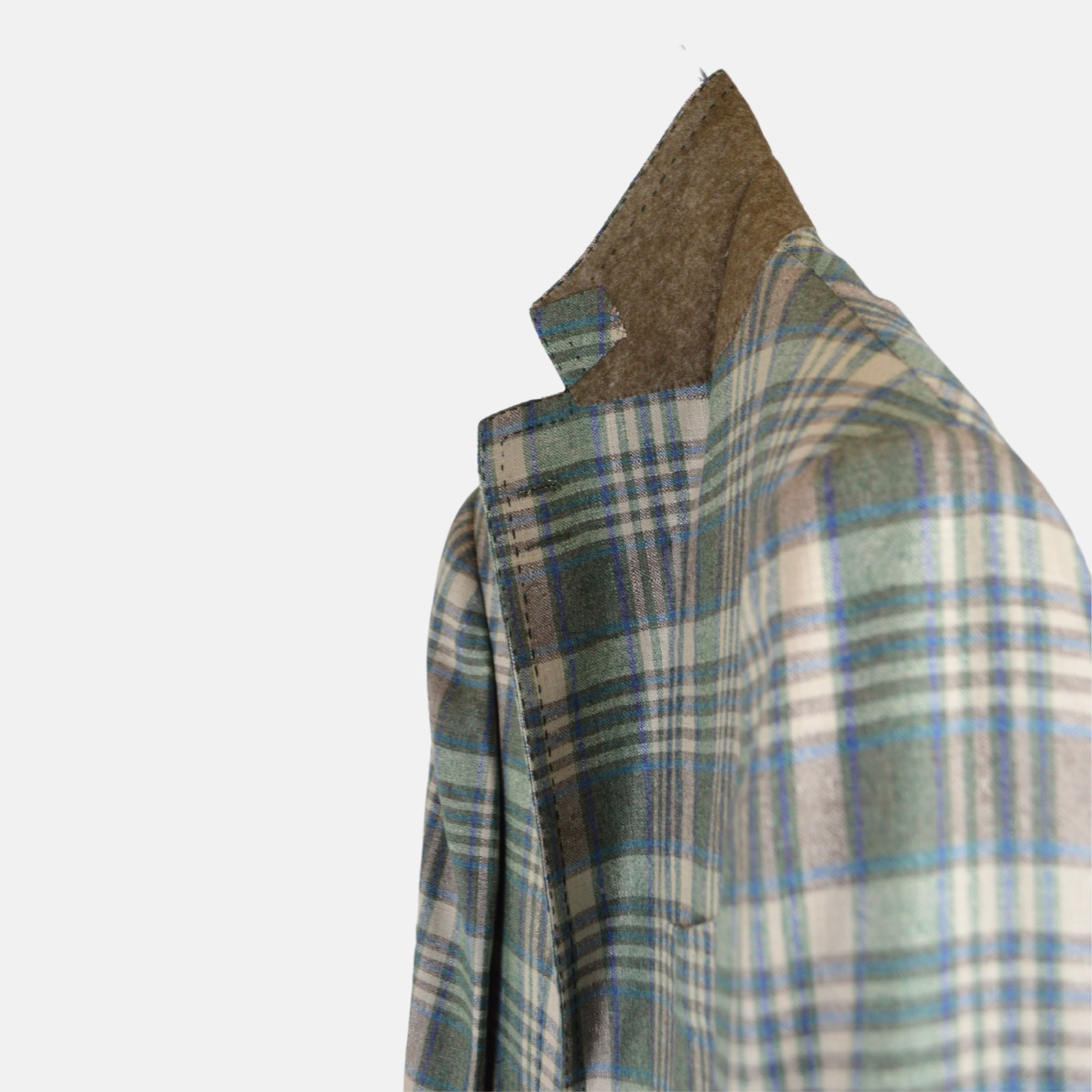 Green/Blue Checked Blazer made of Silk/Cashmere (EU 52)