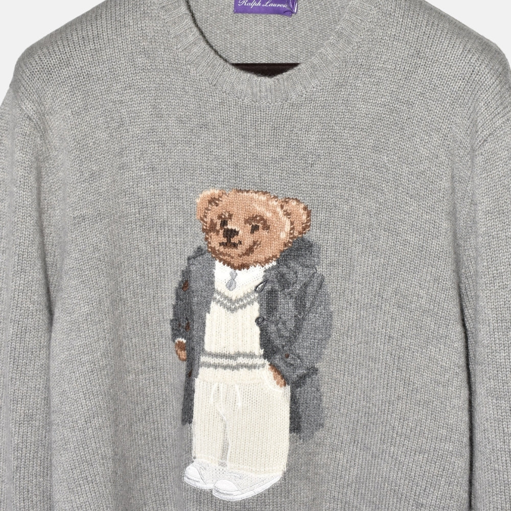 Grey Iconic Polo Bear Cashmere Sweater (XL)