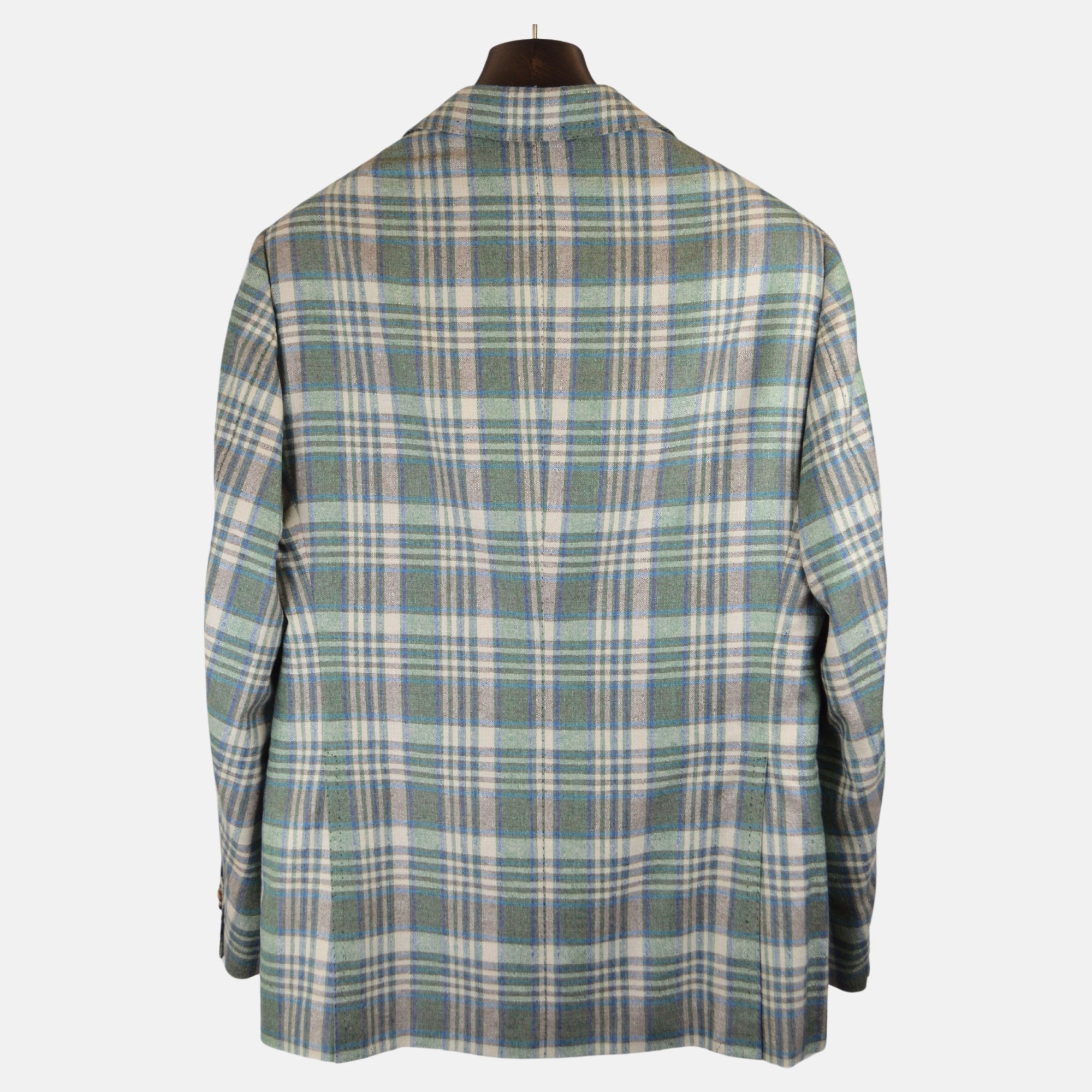 Green/Blue Checked Blazer made of Silk/Cashmere (EU 52)