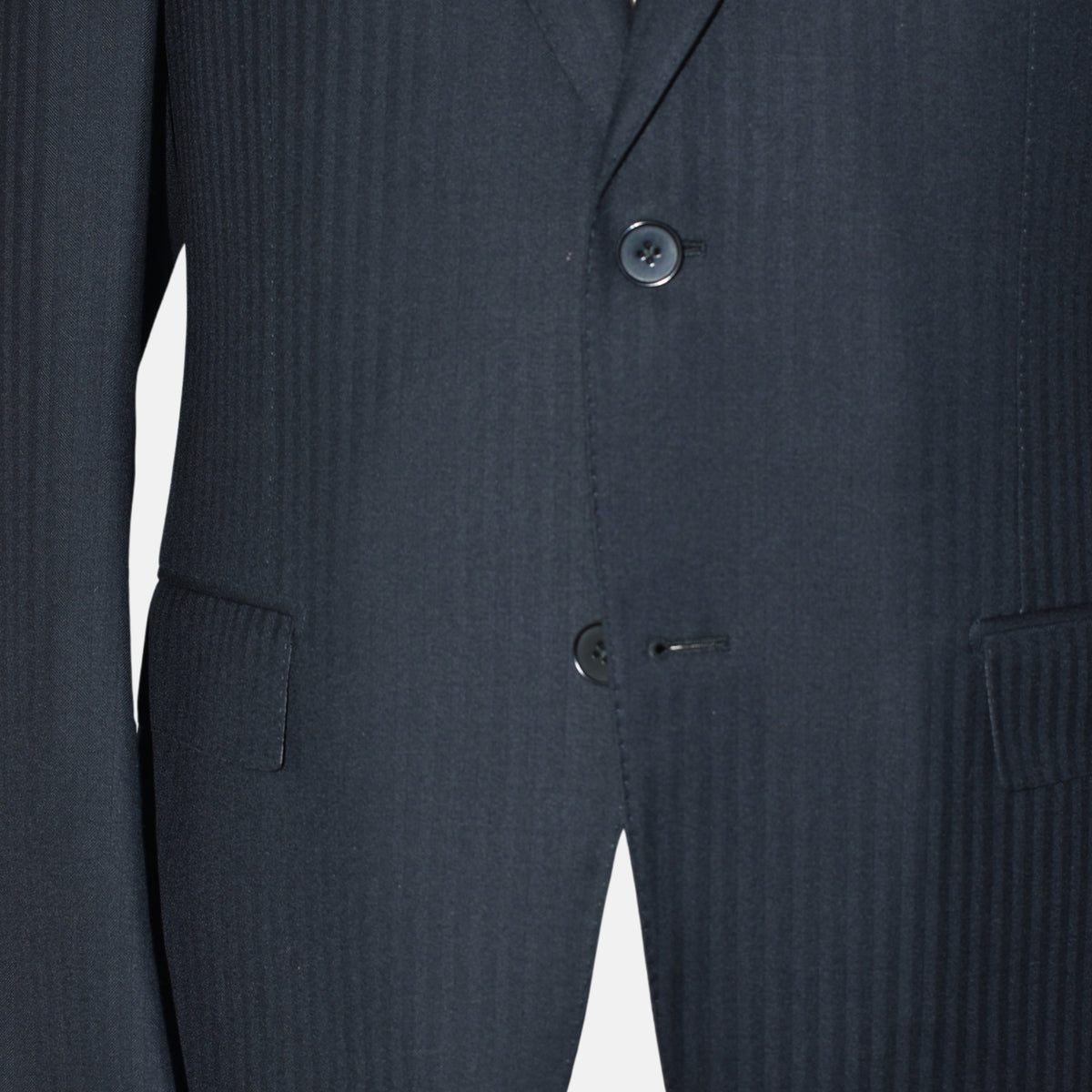 Black Self Striped Suit made of Wool (EU 48)