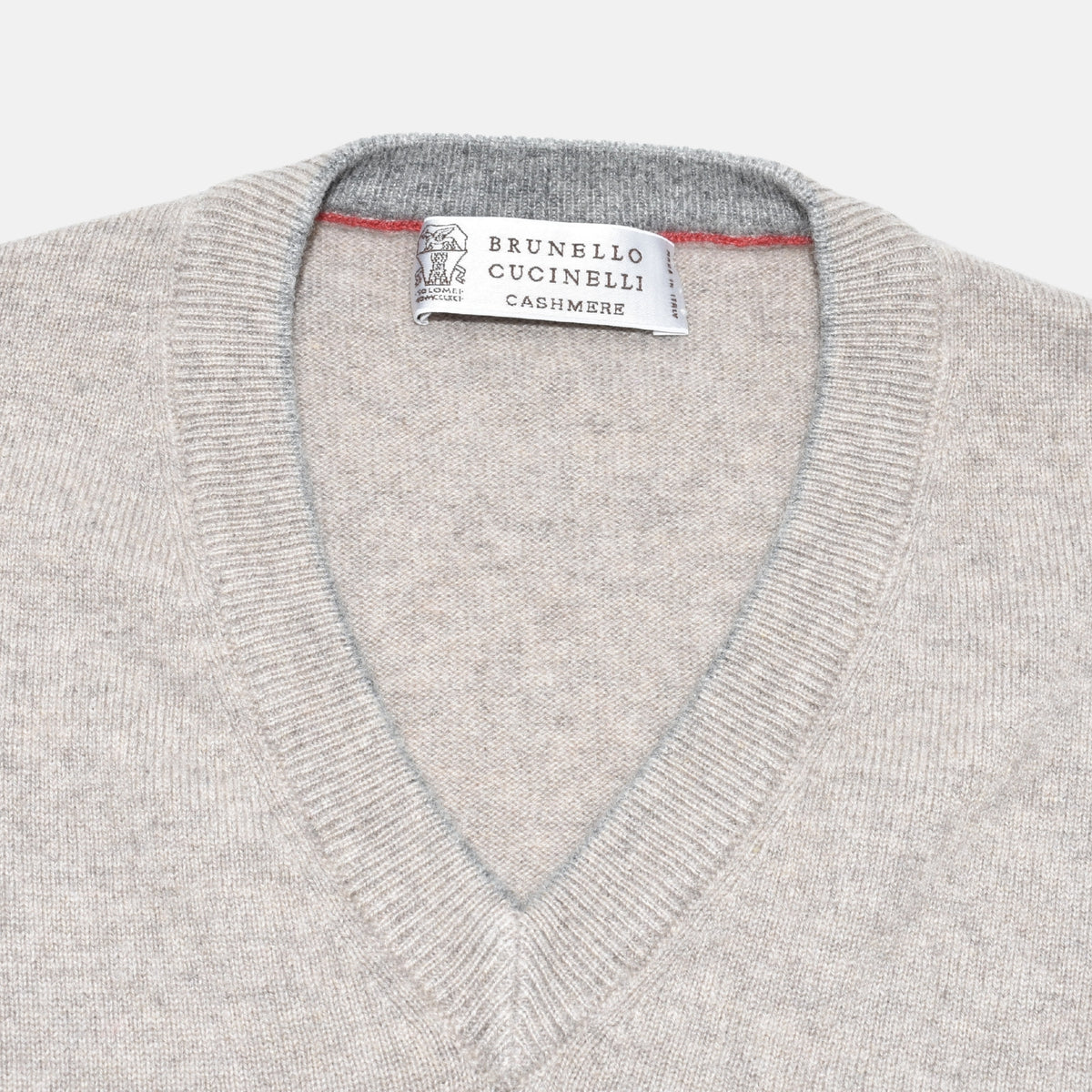 Beige V-Neck Cashmere Sweater (EU 46)