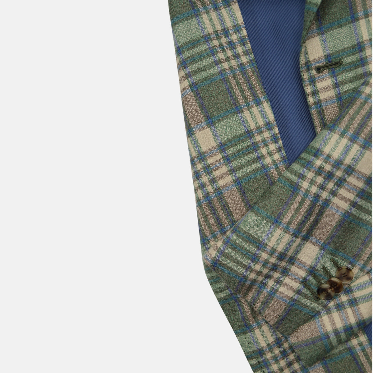 Green/Blue Checked Blazer made of Silk/Cashmere (EU 52)