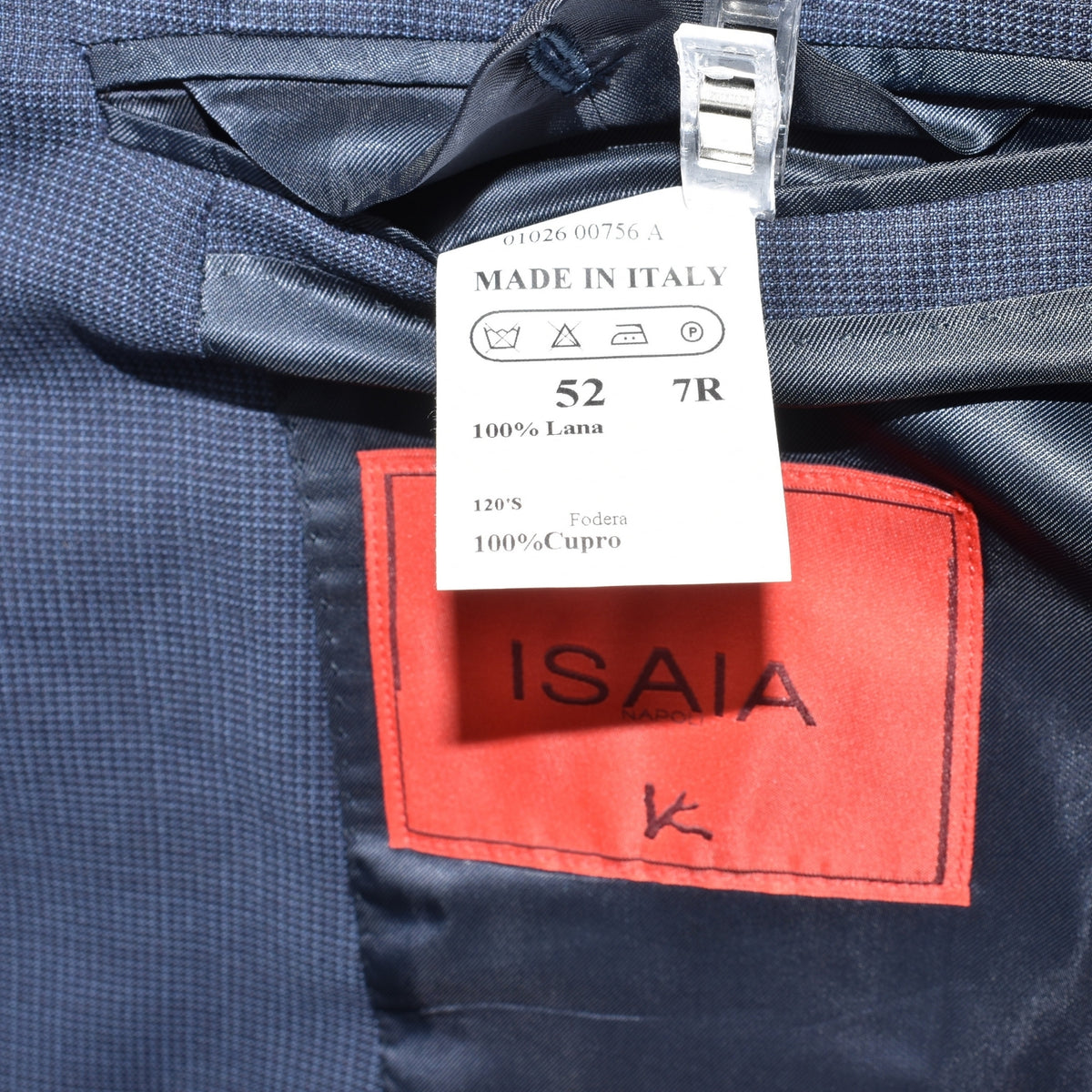 Marineblauer Blazer aus Wolle (120er) (EU 52)