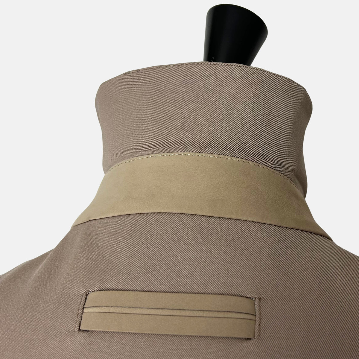 Greige Wool Mohair Silk Jacket with Leather Details