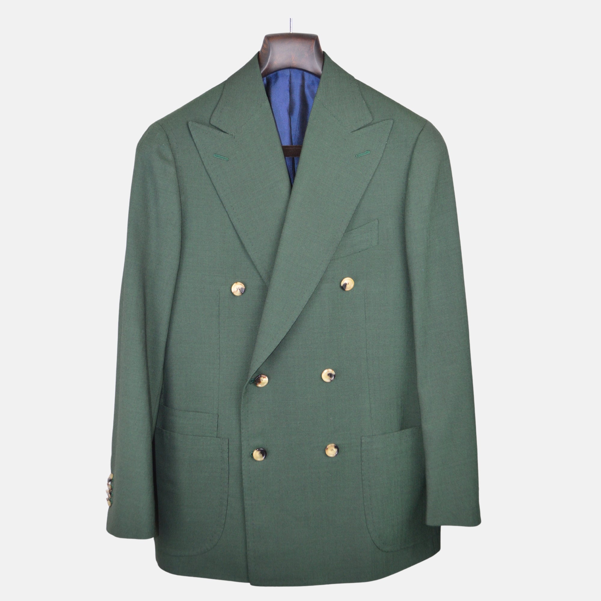 Green Double Breasted Suit made of Wool/Mohair (EU 46)
