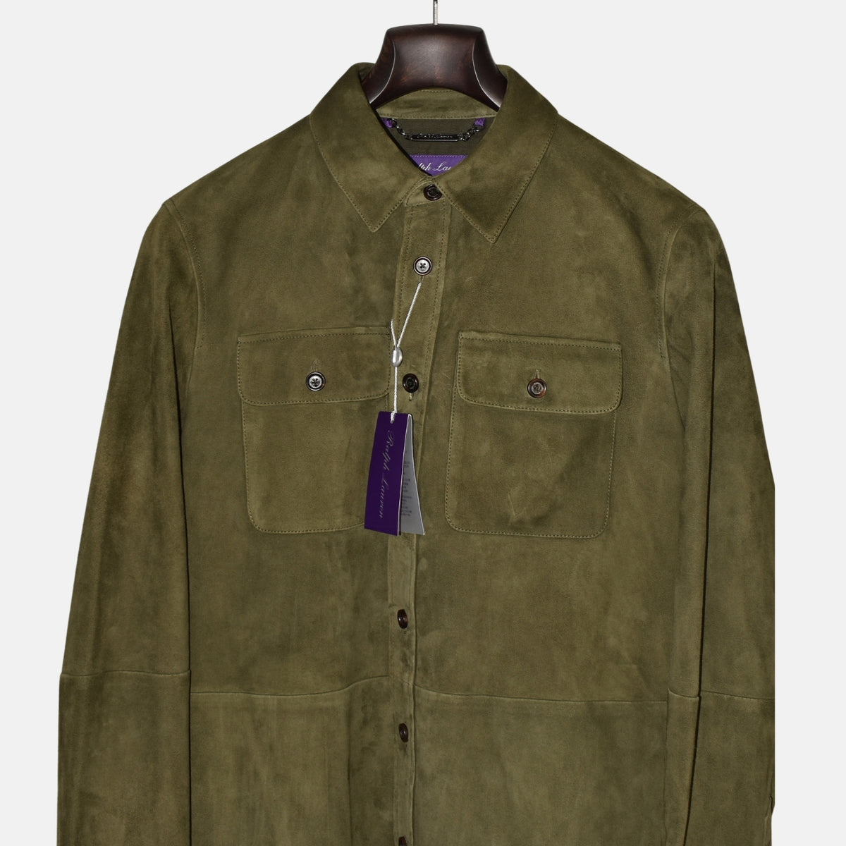 Olive Suede Overshirt (M)