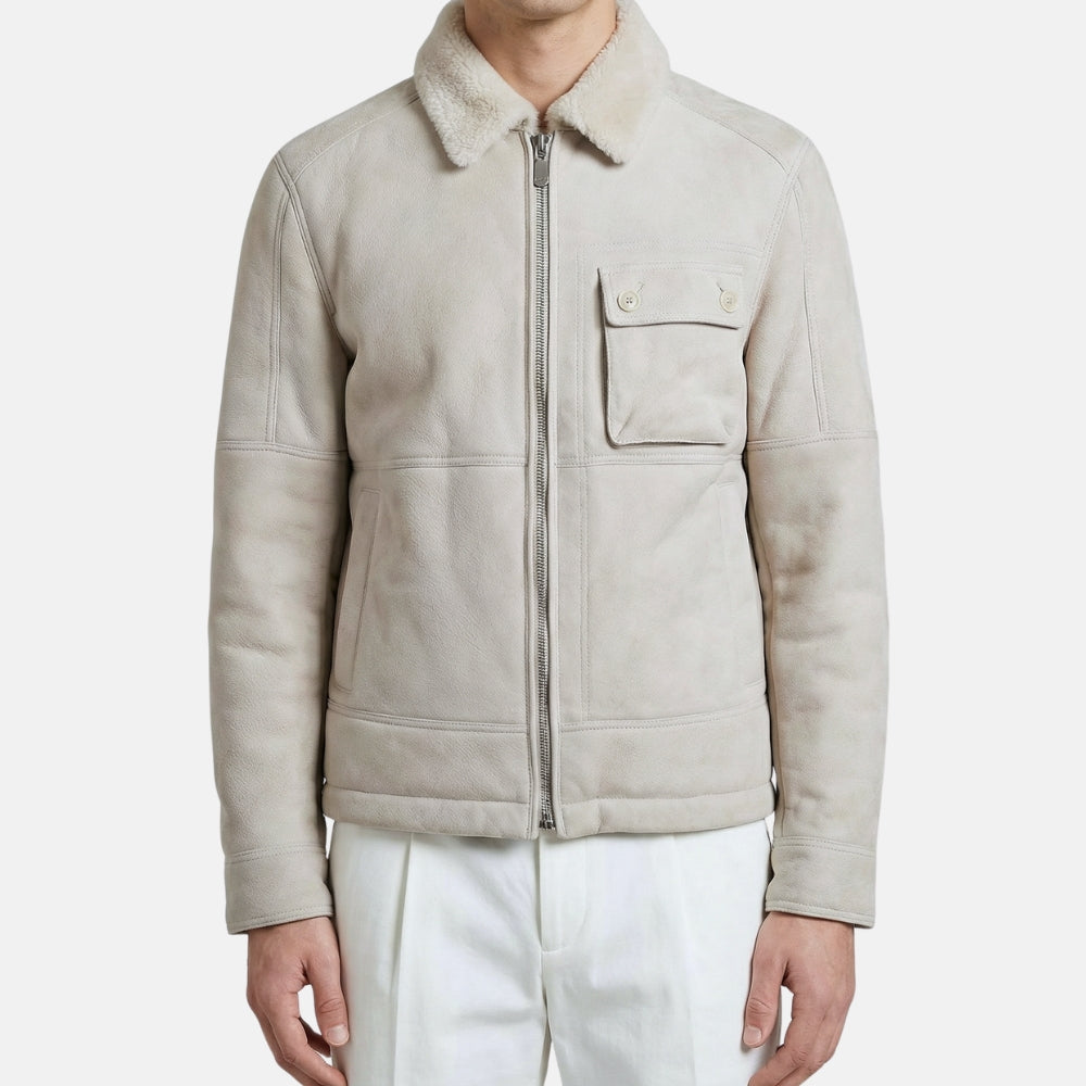 Taupe Jacket made of Sheepskin (L)