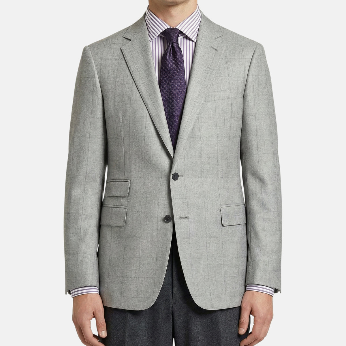 Grey Light Checked Cashmere Blazer (EU 50)