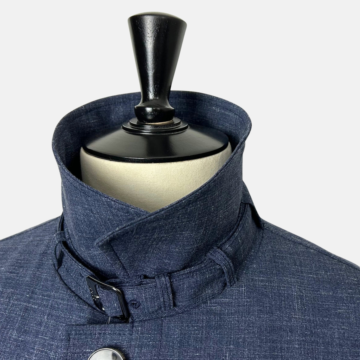 Navy Melange Coat made of Virgin Wool/Silk/Linen/Elastane (EU 48)