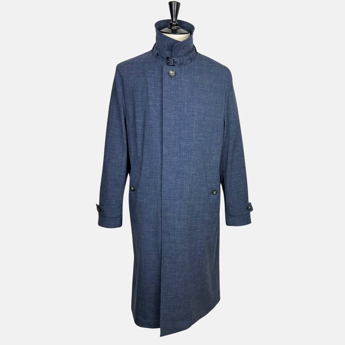 Navy Melange Coat made of Virgin Wool/Silk/Linen/Elastane (EU 48)