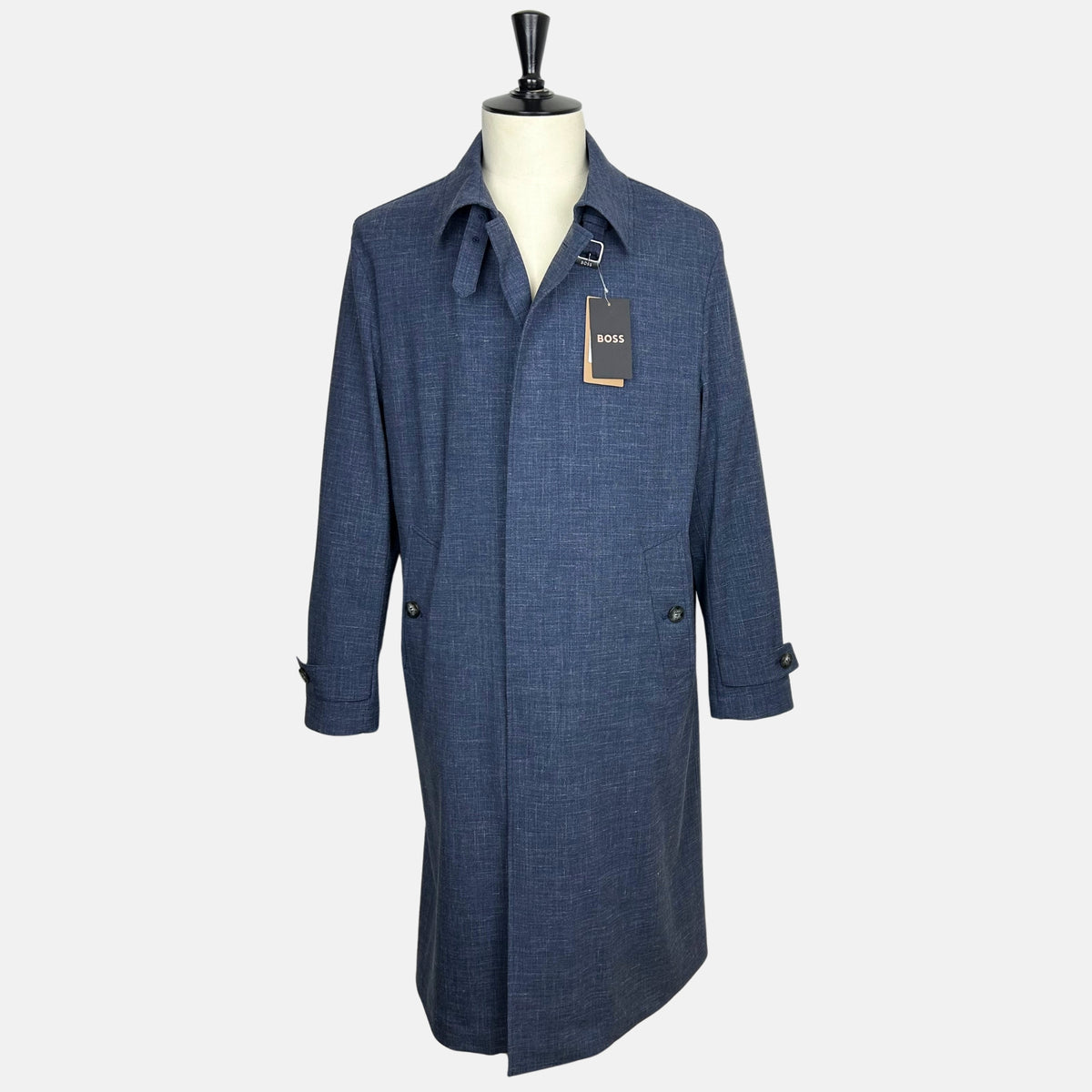 Navy Melange Coat made of Virgin Wool/Silk/Linen/Elastane (EU 48)