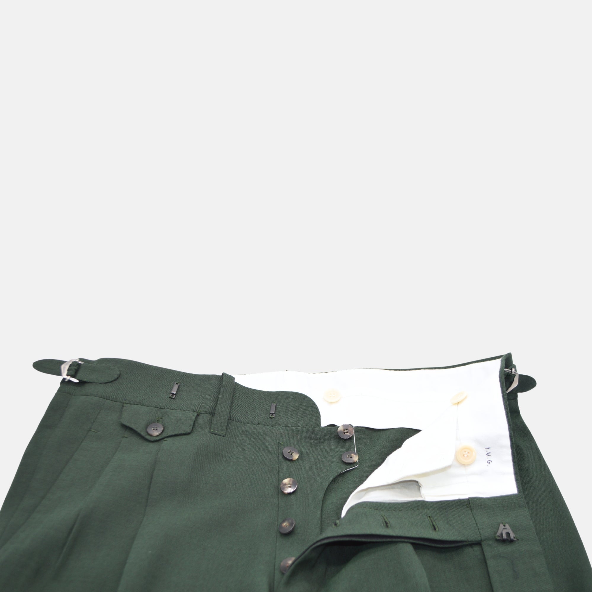 Green Double Breasted Suit made of Wool/Mohair (EU 46)