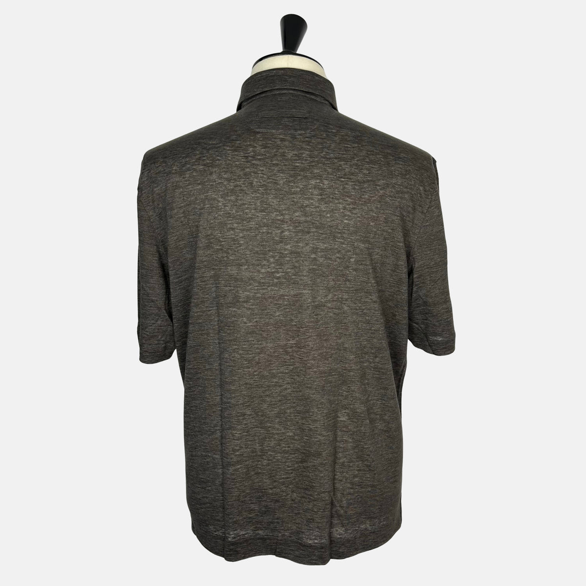 Brown Melange Oasi Lino Linen Polo Shirt