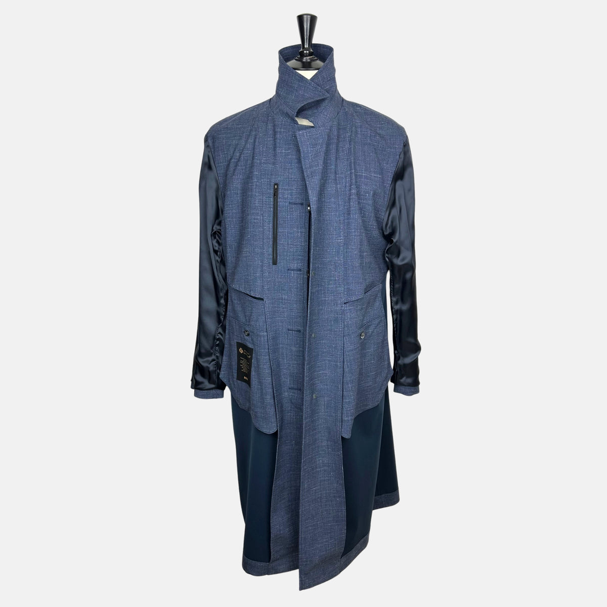Navy Melange Coat made of Virgin Wool/Silk/Linen/Elastane (EU 48)
