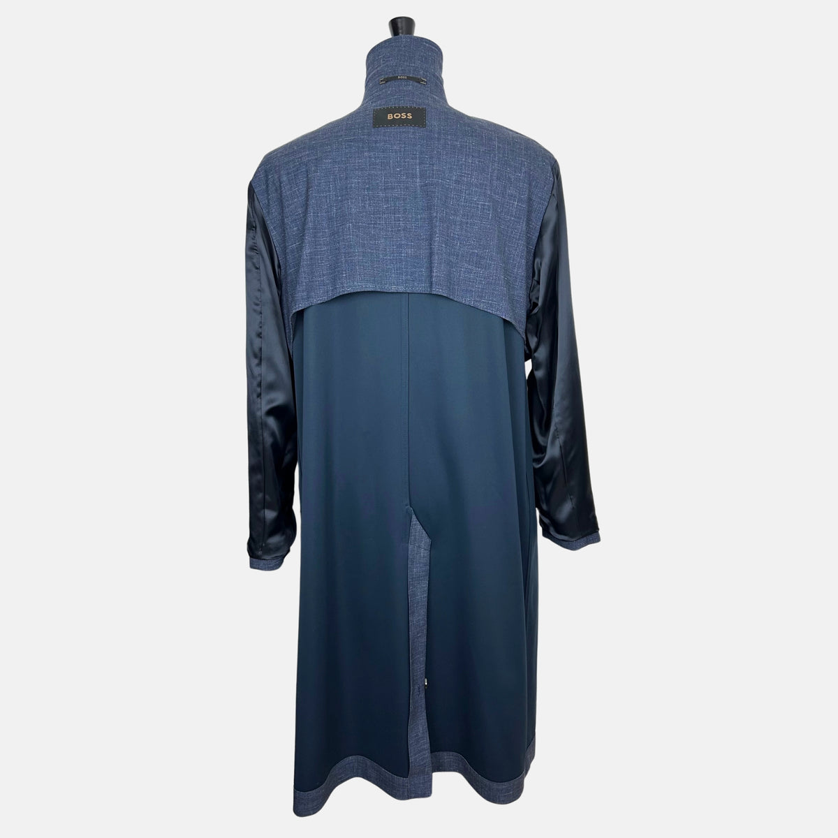 Navy Melange Coat made of Virgin Wool/Silk/Linen/Elastane (EU 48)
