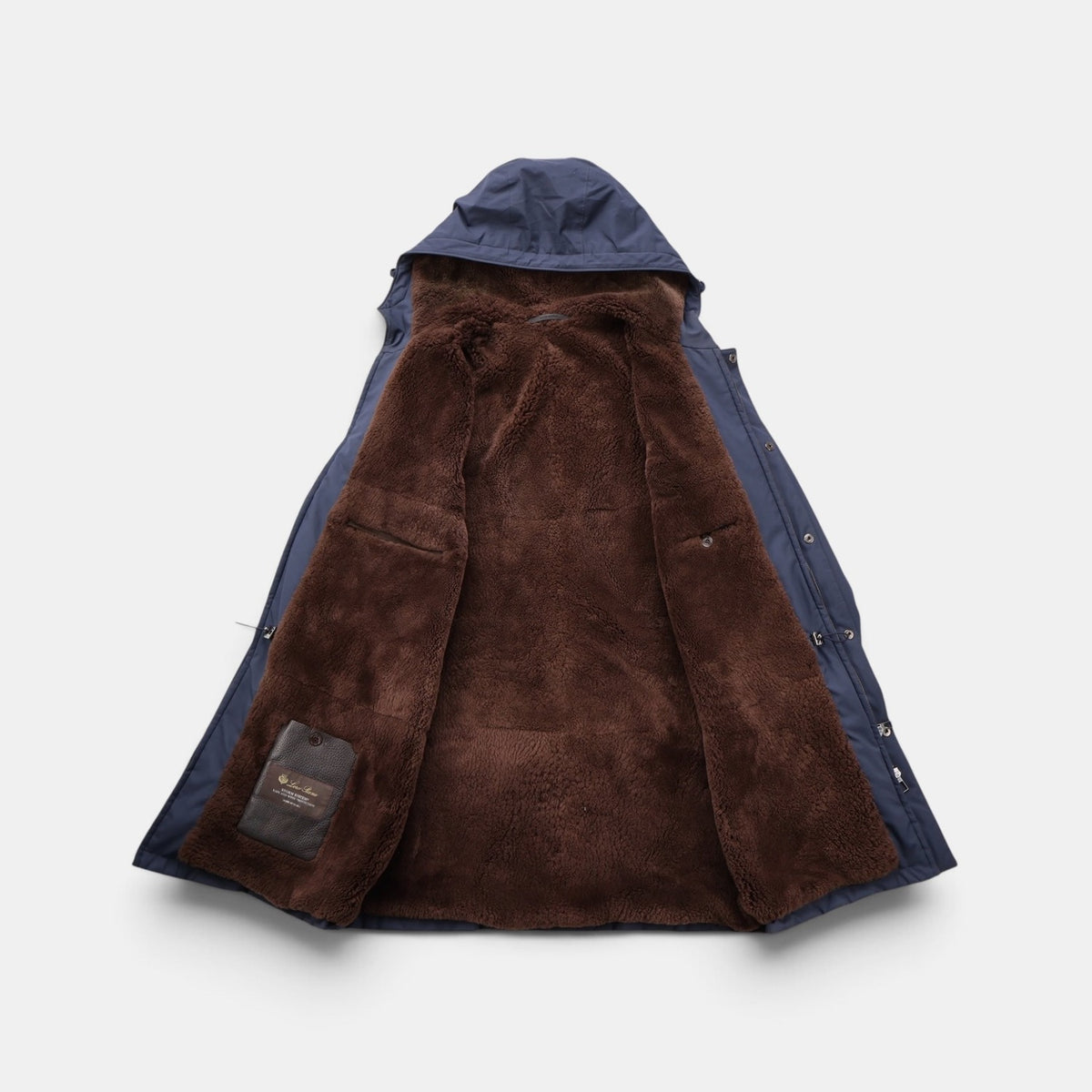 Navy Hooded Castarino Lined Coat