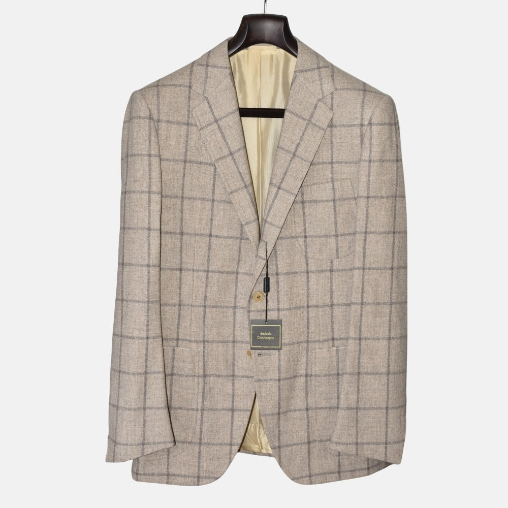 Light Grey Windowpane Wool Blazer