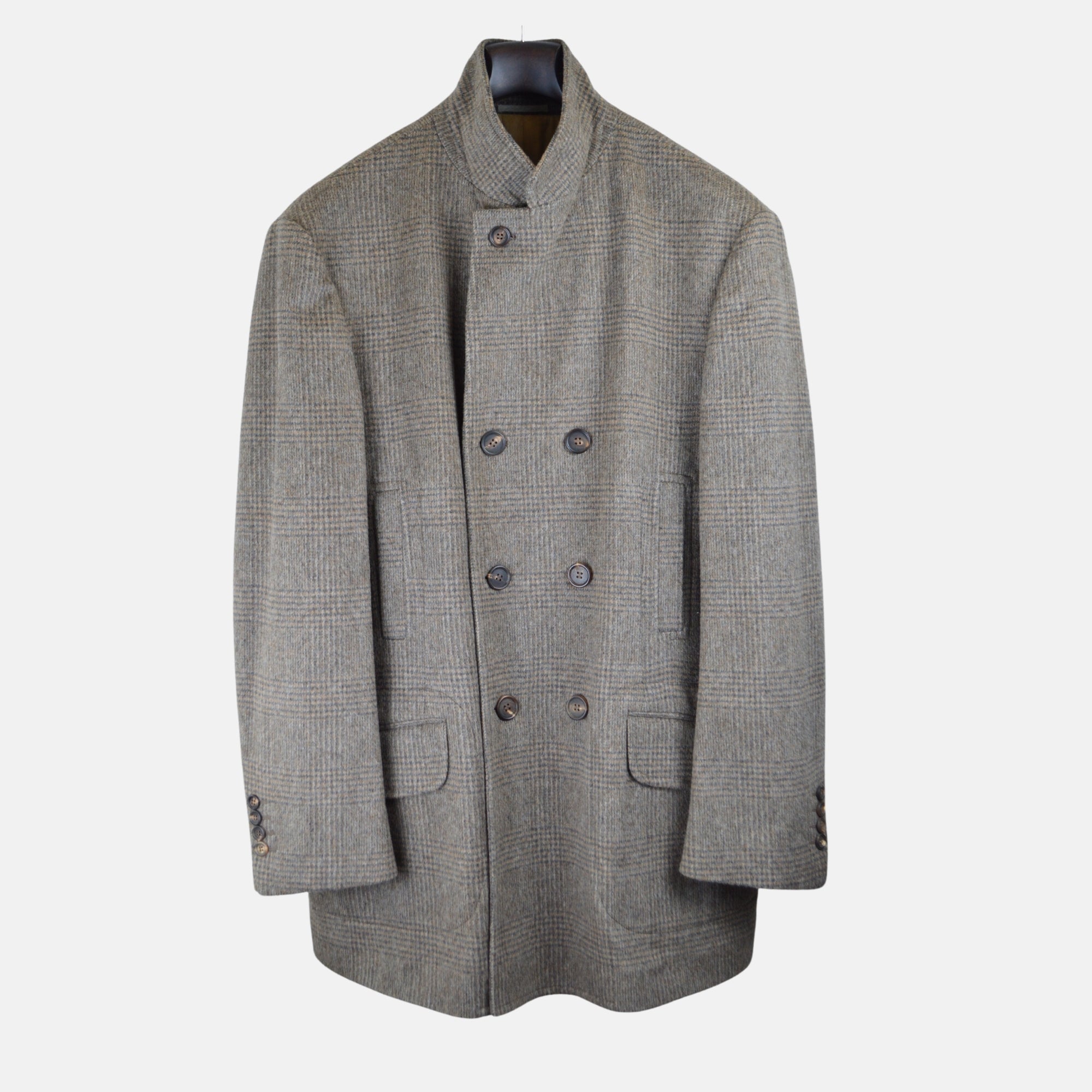 Brown Checked Coat made of Wool/Alpaca (EU 56)