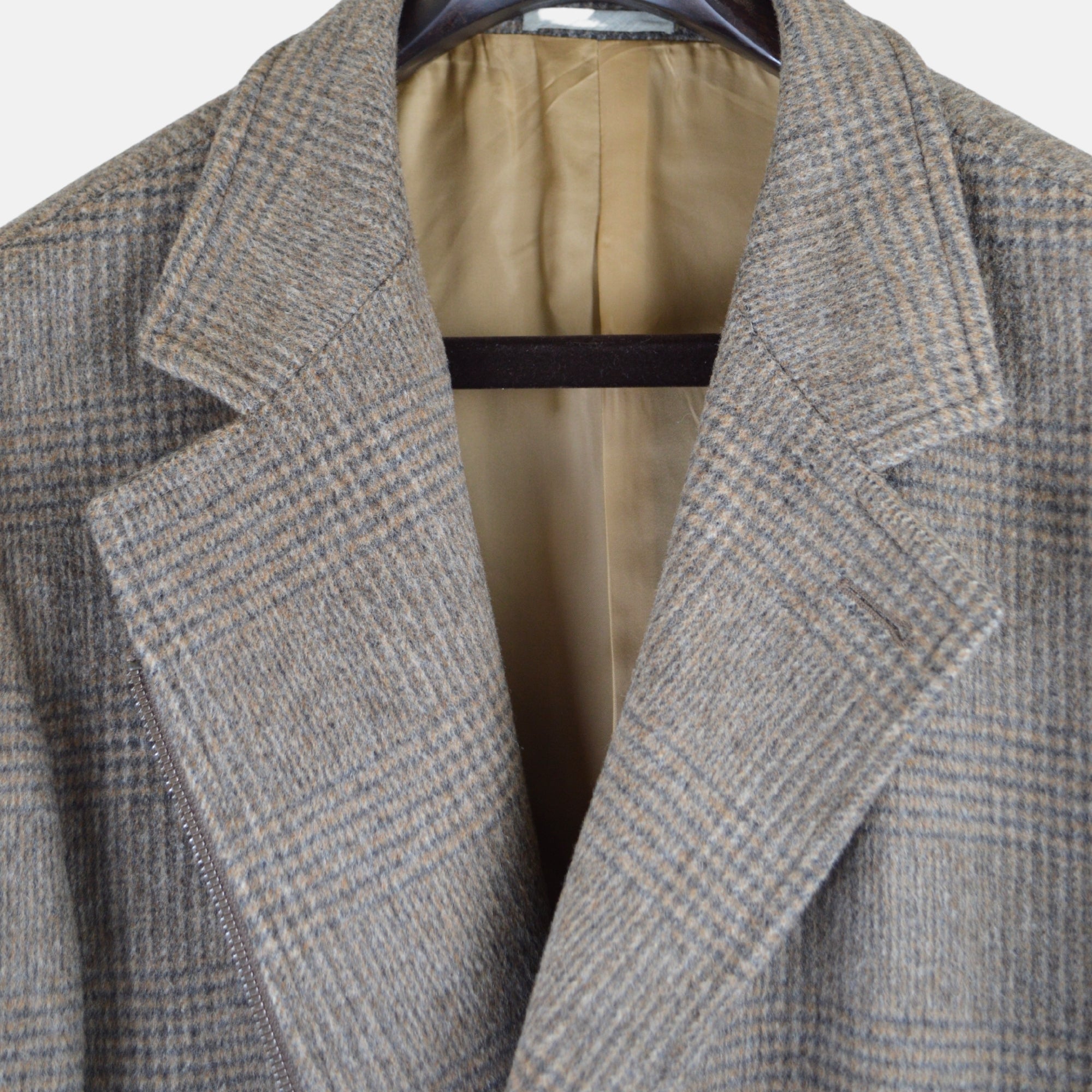 Brown Checked Coat made of Wool/Alpaca (EU 56)