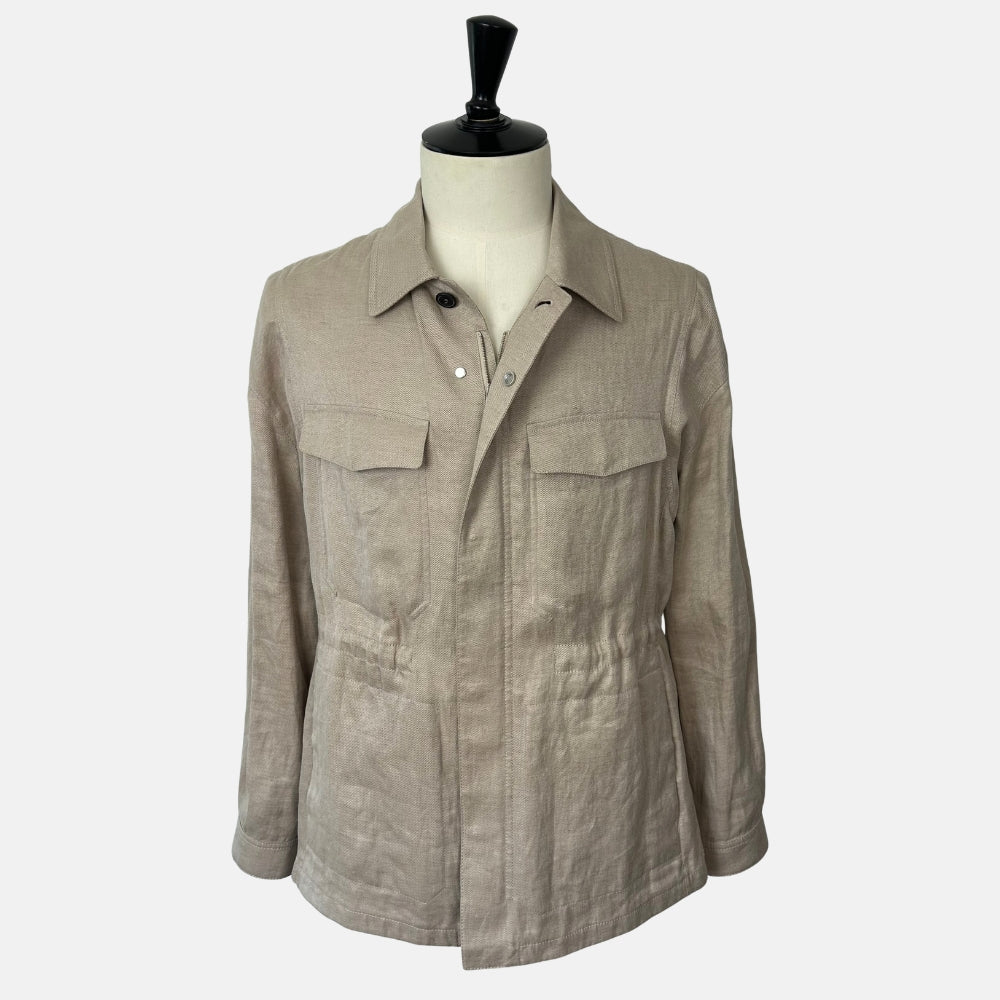 Ecru Jacket made of Linen/Leather Details (EU 48)