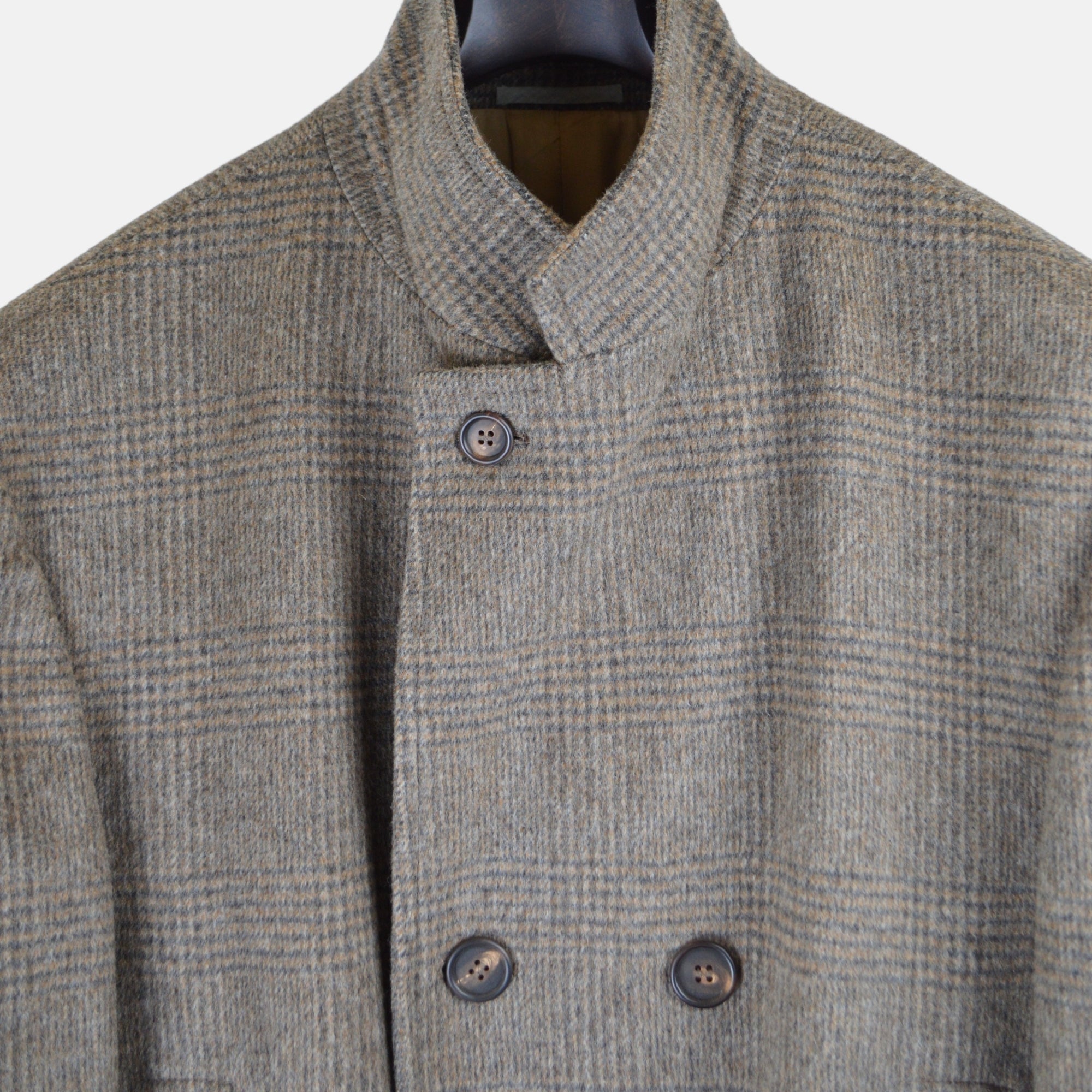 Brown Checked Coat made of Wool/Alpaca (EU 56)