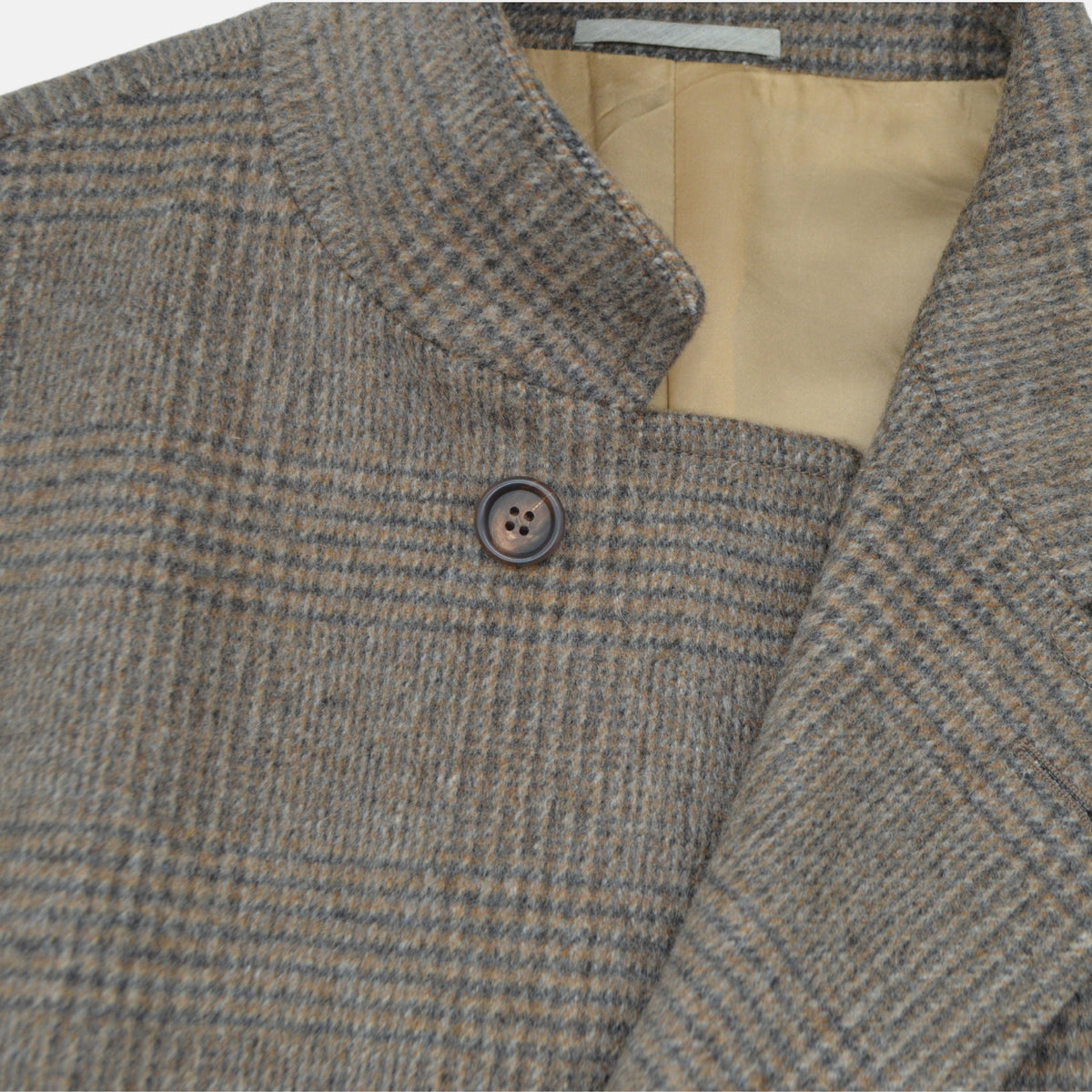 Brown Checked Coat made of Wool/Alpaca (EU 56)