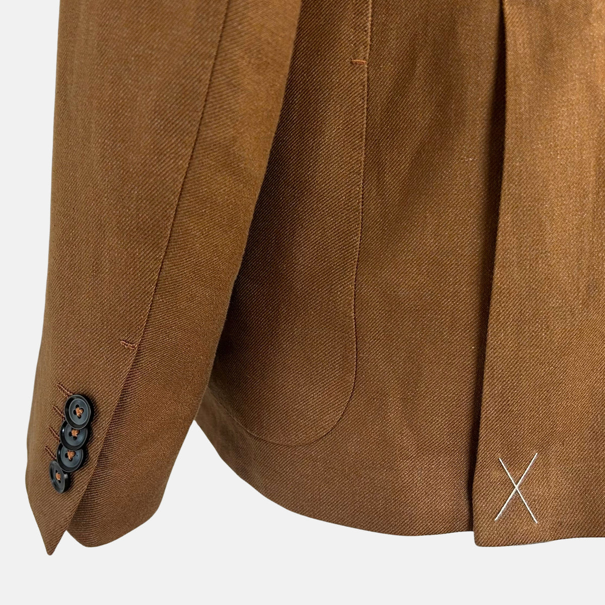 Kamelfarbener Blazer aus Leinen/Wolle (EU 56)