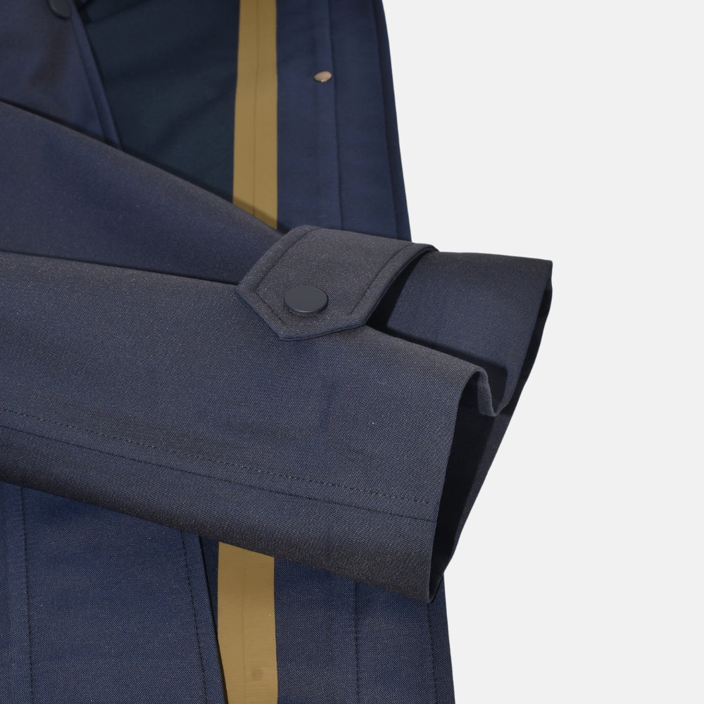 Navy Hooded Rain Jacket made of Virgin Wool/Polyamide (L)
