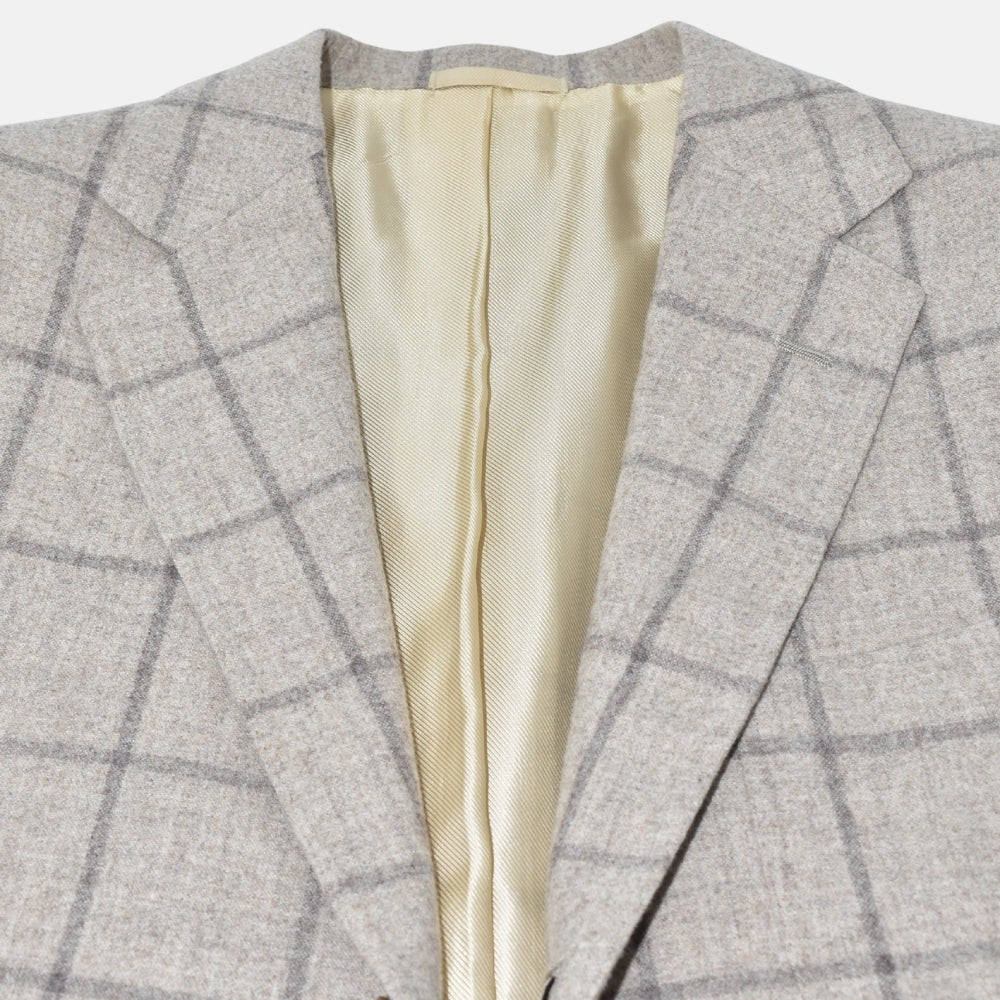 Light Grey Windowpane Wool Blazer
