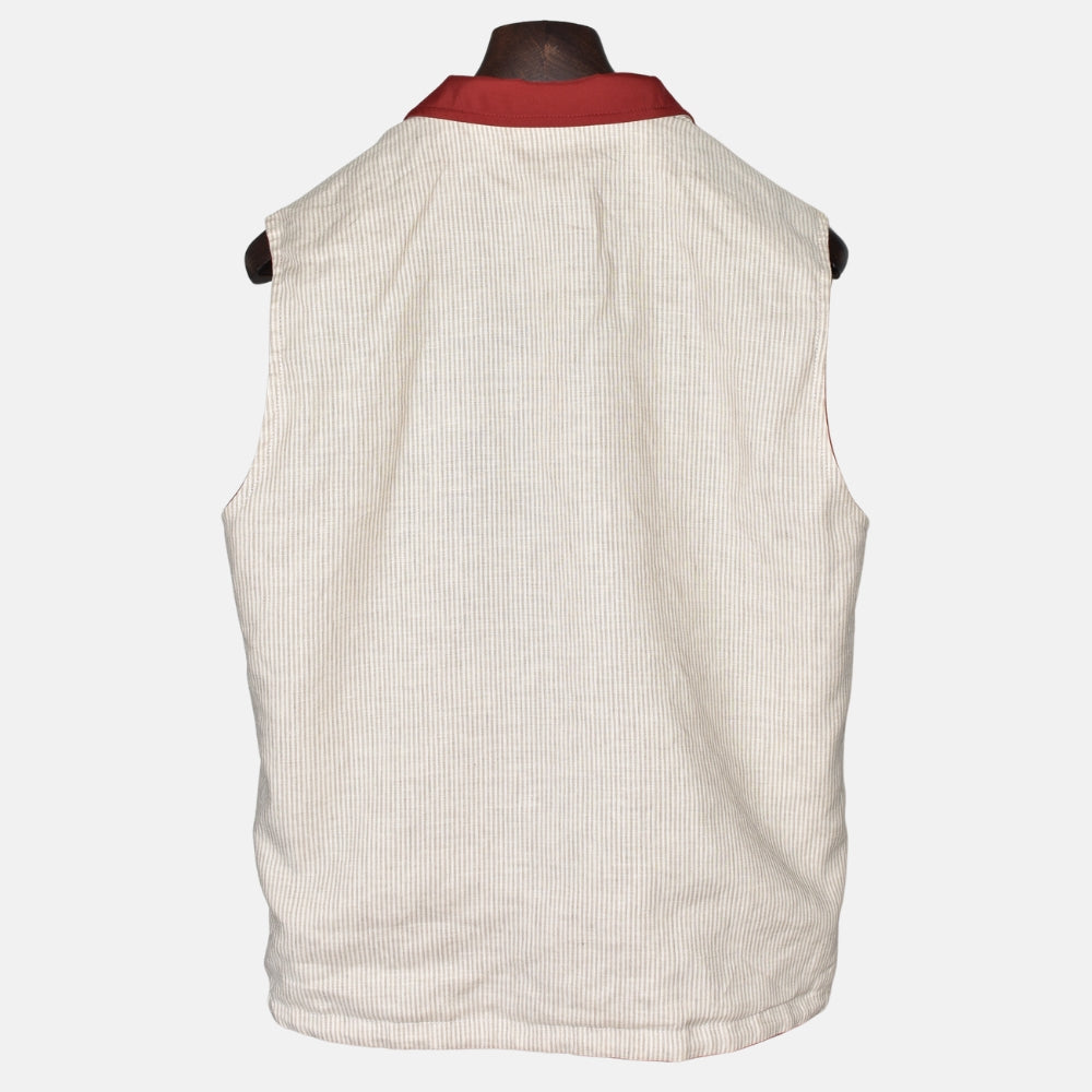 Red-Offwhite/Striped Reversible Vest (S)