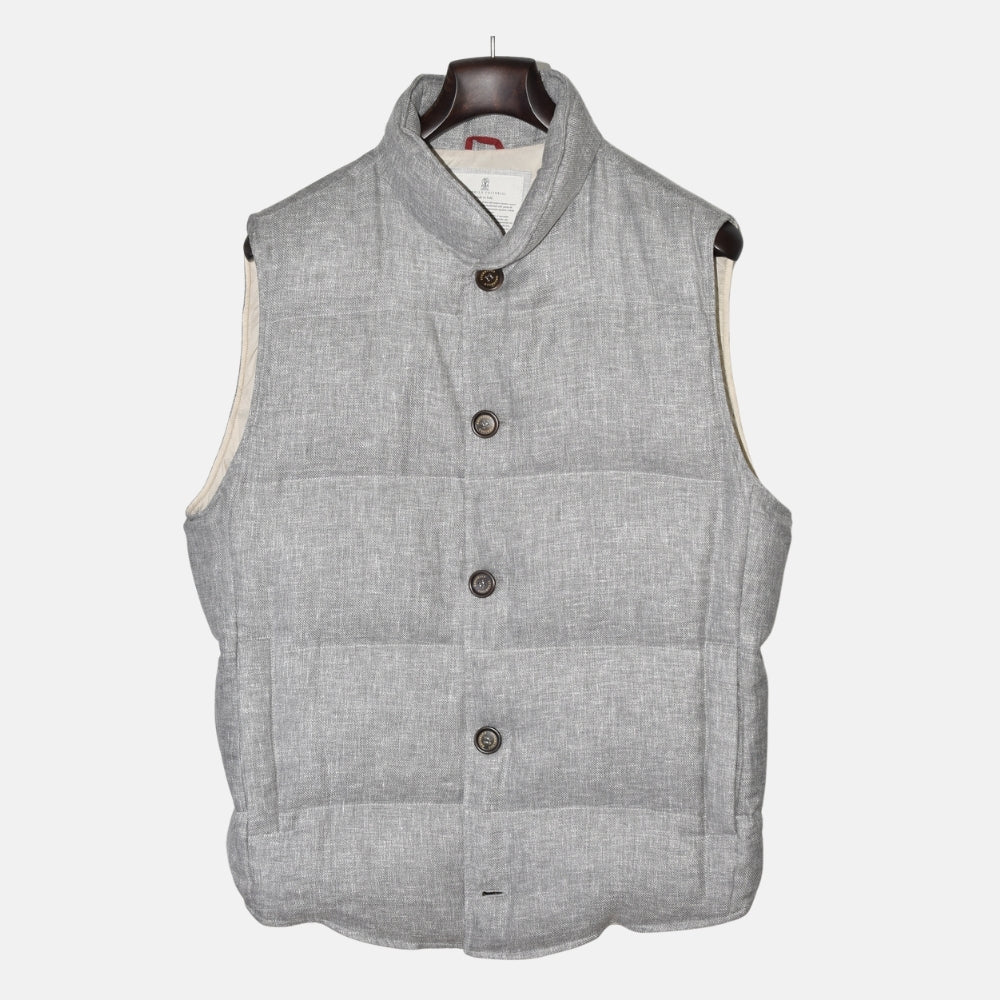 Grey Down Vest made of Hemp/Linen (L)