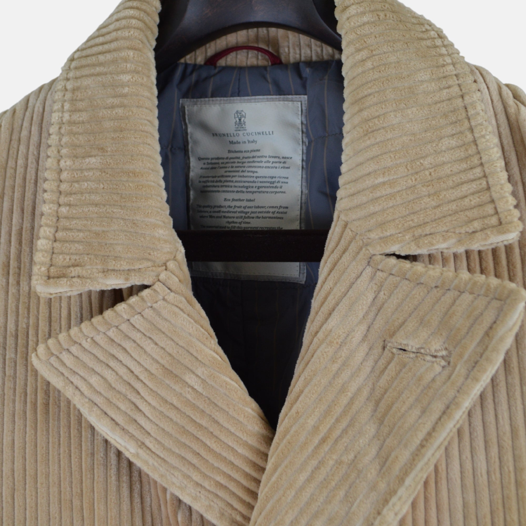 Beige Corduroy Coat made of Cotton (EU 50)