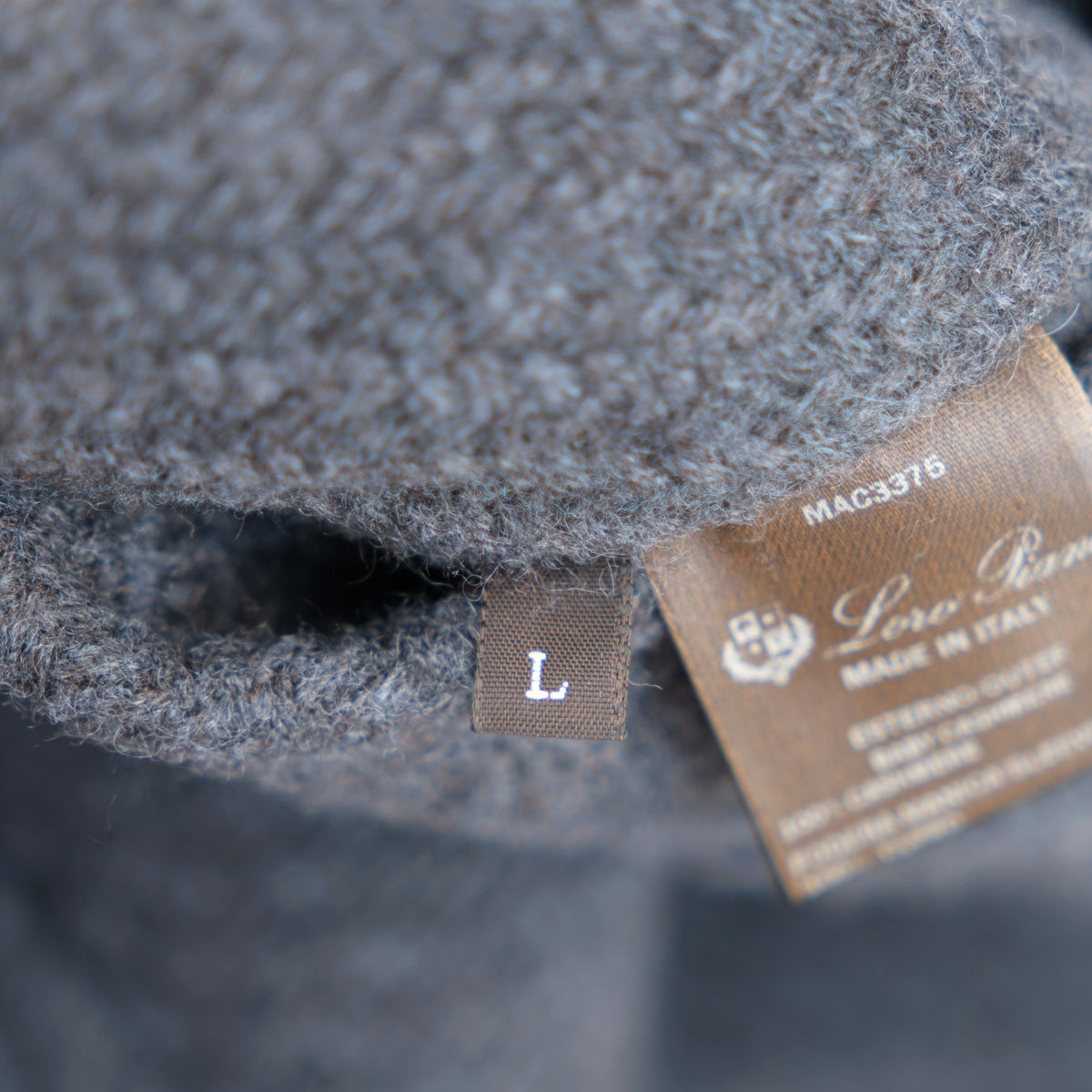 Blue Melange Double-Breasted Baby Cashmere Peacoat (L)