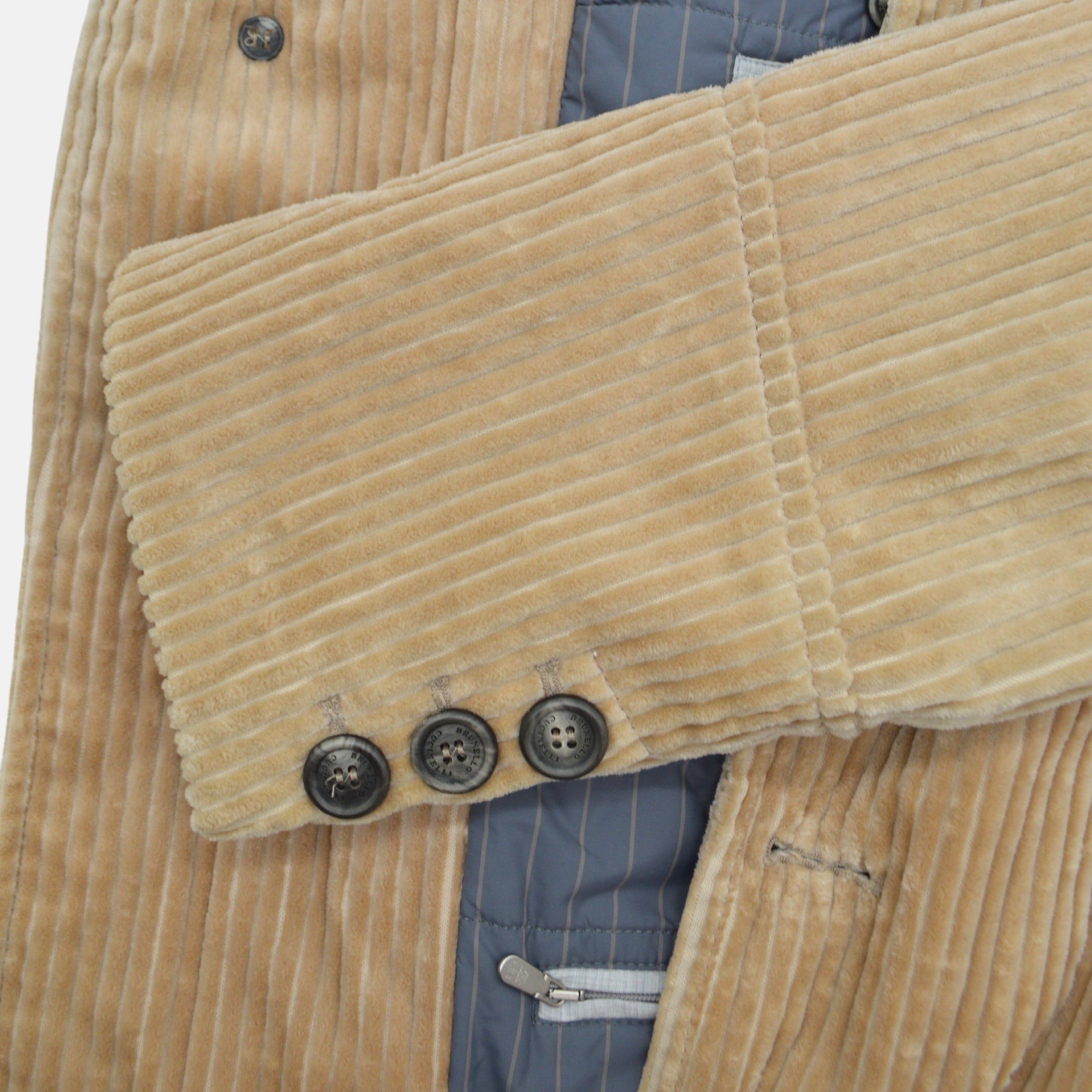 Beige Corduroy Coat made of Cotton (EU 50)