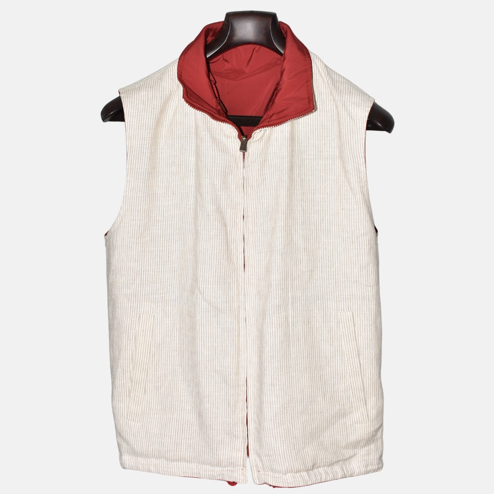 Red-Offwhite/Striped Reversible Vest (S)