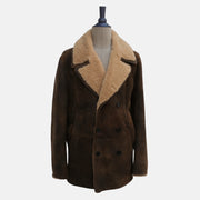 Brown Peacoat made of Shearling (2XL)