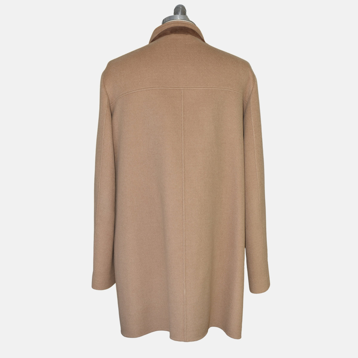 Beige Baby Camel Montgomery Coat/Leather Details with Detachable Hood (XL)