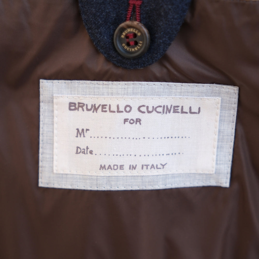 Navy Blue Down Coat made of Virgin Wool/Silk/Cashmere (XXL)