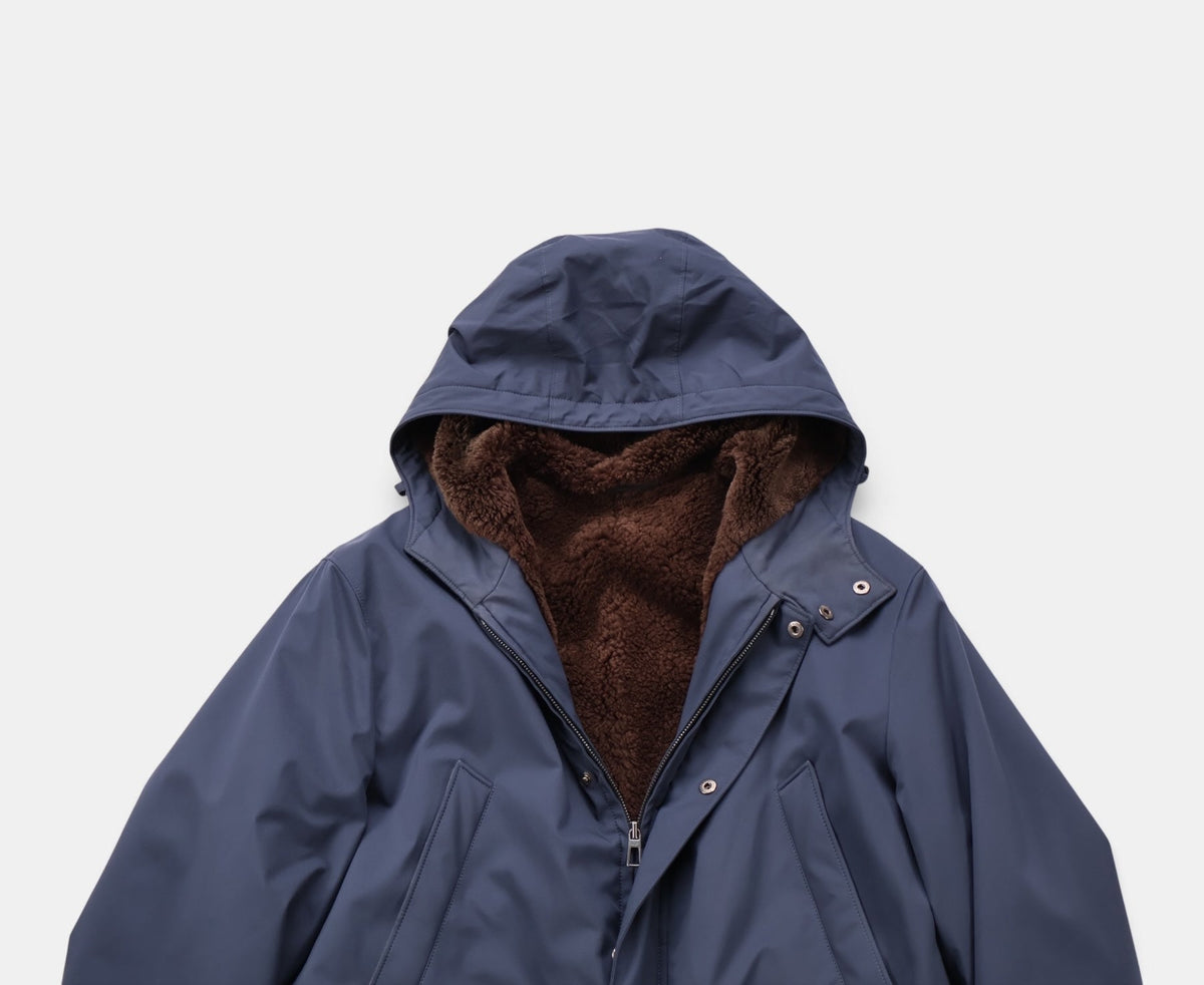 Navy Hooded Castarino Lined Coat