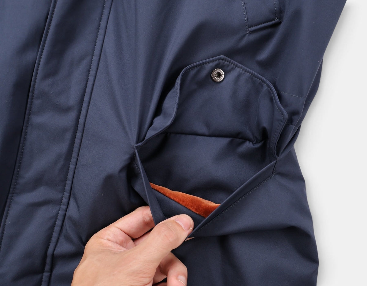 Navy Hooded Castarino Lined Coat